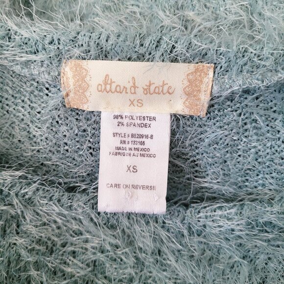 Altar'd State Sweater Womens XS Green Fluffy Eyelash Cropped Y2K Fuzzy Soft - Picture 8 of 8